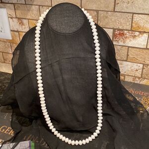 Trifari 32” White Saucer Beads Necklace